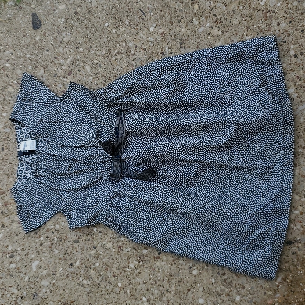 OshKosh B'Gosh Black Polka Dotted Dress Spotted Front Bow 5